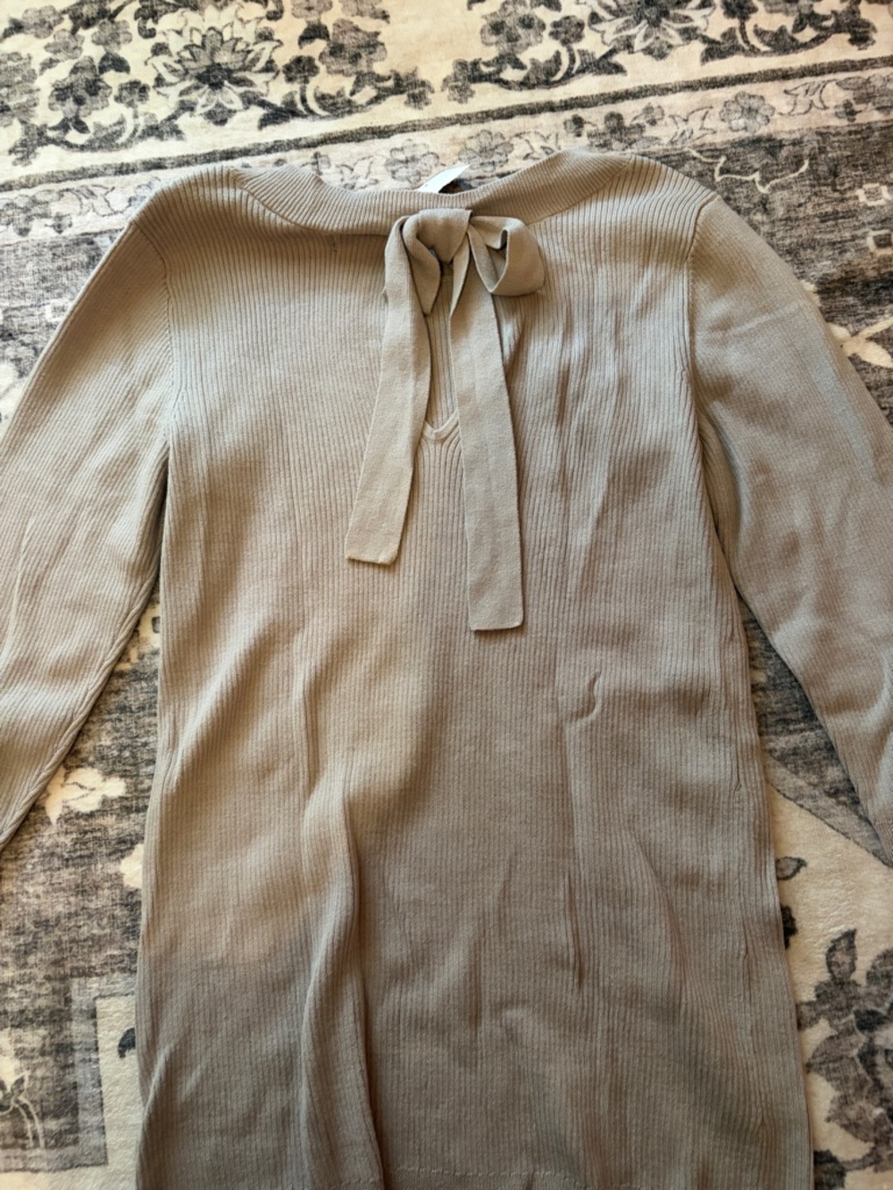 The Limited Taupe Tie-Back Ribbed Sweater